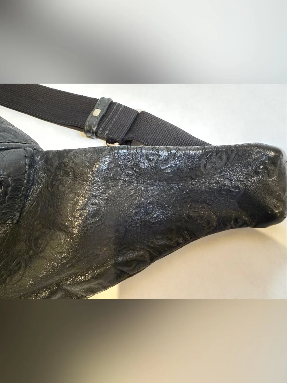 Gucci Black GG Embossed Leather Belt Bag bumbag